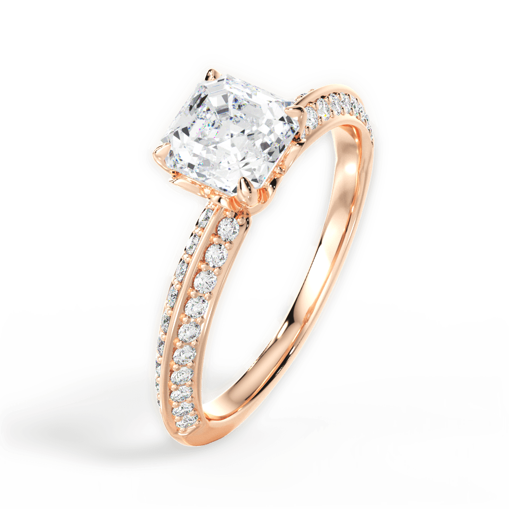Gail Asscher Cut Lab Grown Diamond 18Kt Rose Gold Engagement Ring - View 2