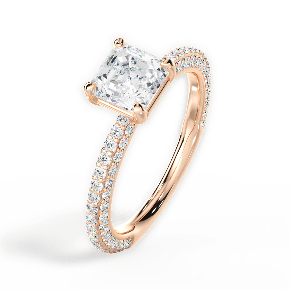 Kristen Asscher Cut Lab Grown Diamond 18Kt Rose Gold Engagement Ring - View 3