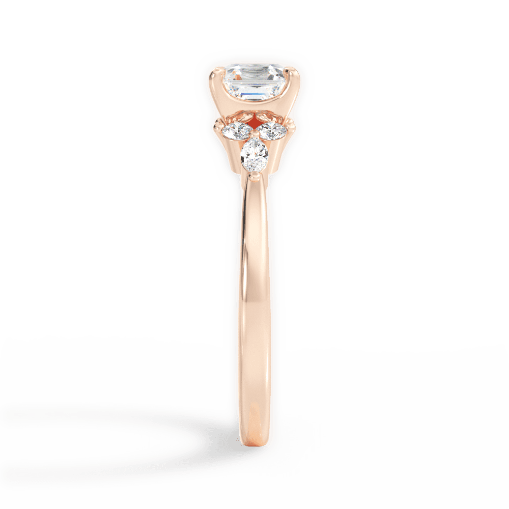 Cynthia Asscher Cut Lab Grown Diamond 18Kt Rose Gold Engagement Ring - View 2