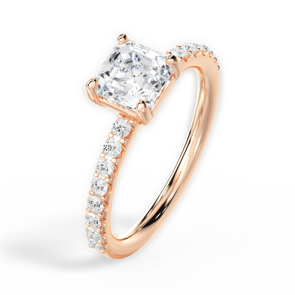 Elsie Asscher Cut Lab Grown Diamond 18Kt Rose Gold Engagement Ring - View 4