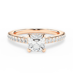 Joan Asscher Cut Lab Grown Diamond 18Kt Rose Gold Engagement Ring