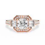 Katherine Asscher Cut Lab Grown Diamond 18Kt Rose Gold Engagement Ring