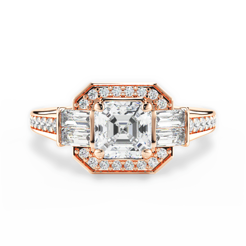 Katherine Asscher Cut Lab Grown Diamond 18Kt Rose Gold Engagement Ring