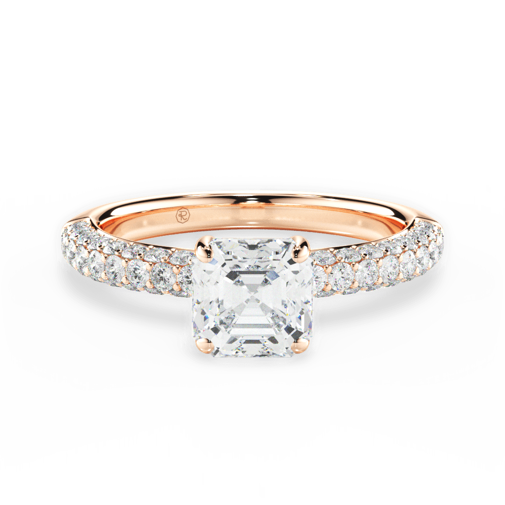 Kylie Asscher Cut Lab Grown Diamond 18Kt Rose Gold Engagement Ring