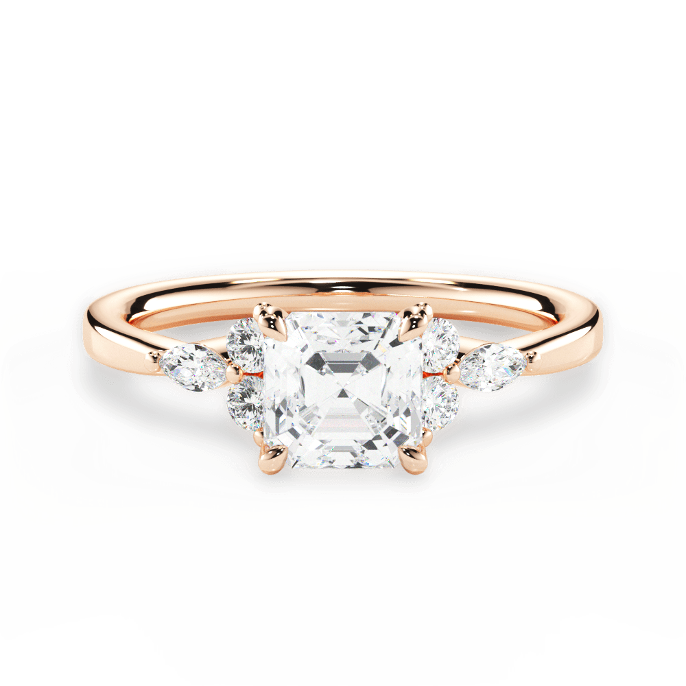 Cynthia Asscher Cut Lab Grown Diamond 18Kt Rose Gold Engagement Ring