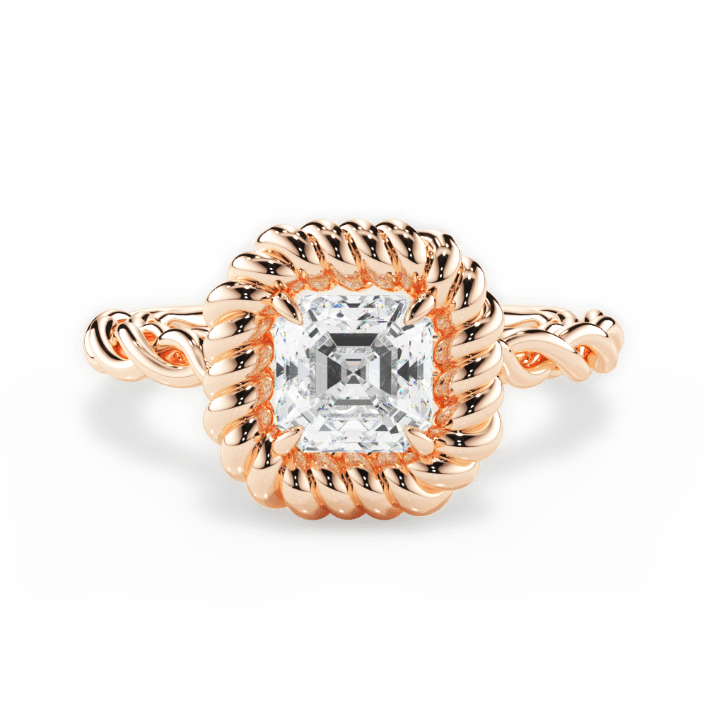 Belinda Asscher Cut Lab Grown Diamond 18Kt Rose Gold Engagement Ring