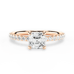 Elsie Asscher Cut Lab Grown Diamond 18Kt Rose Gold Engagement Ring