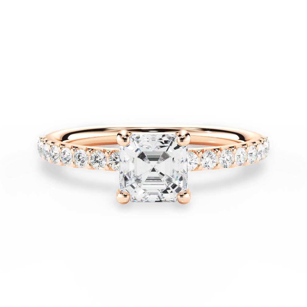 Elsie Asscher Cut Lab Grown Diamond 18Kt Rose Gold Engagement Ring