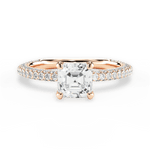 Kristen Asscher Cut Lab Grown Diamond 18Kt Rose Gold Engagement Ring