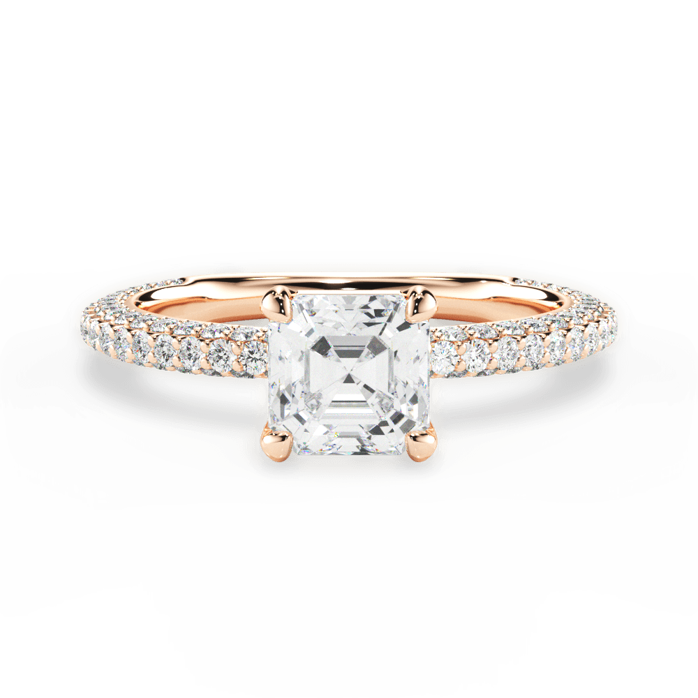 Kristen Asscher Cut Lab Grown Diamond 18Kt Rose Gold Engagement Ring