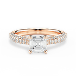 Kira Asscher Cut Lab Grown Diamond 18Kt Rose Gold Engagement Ring