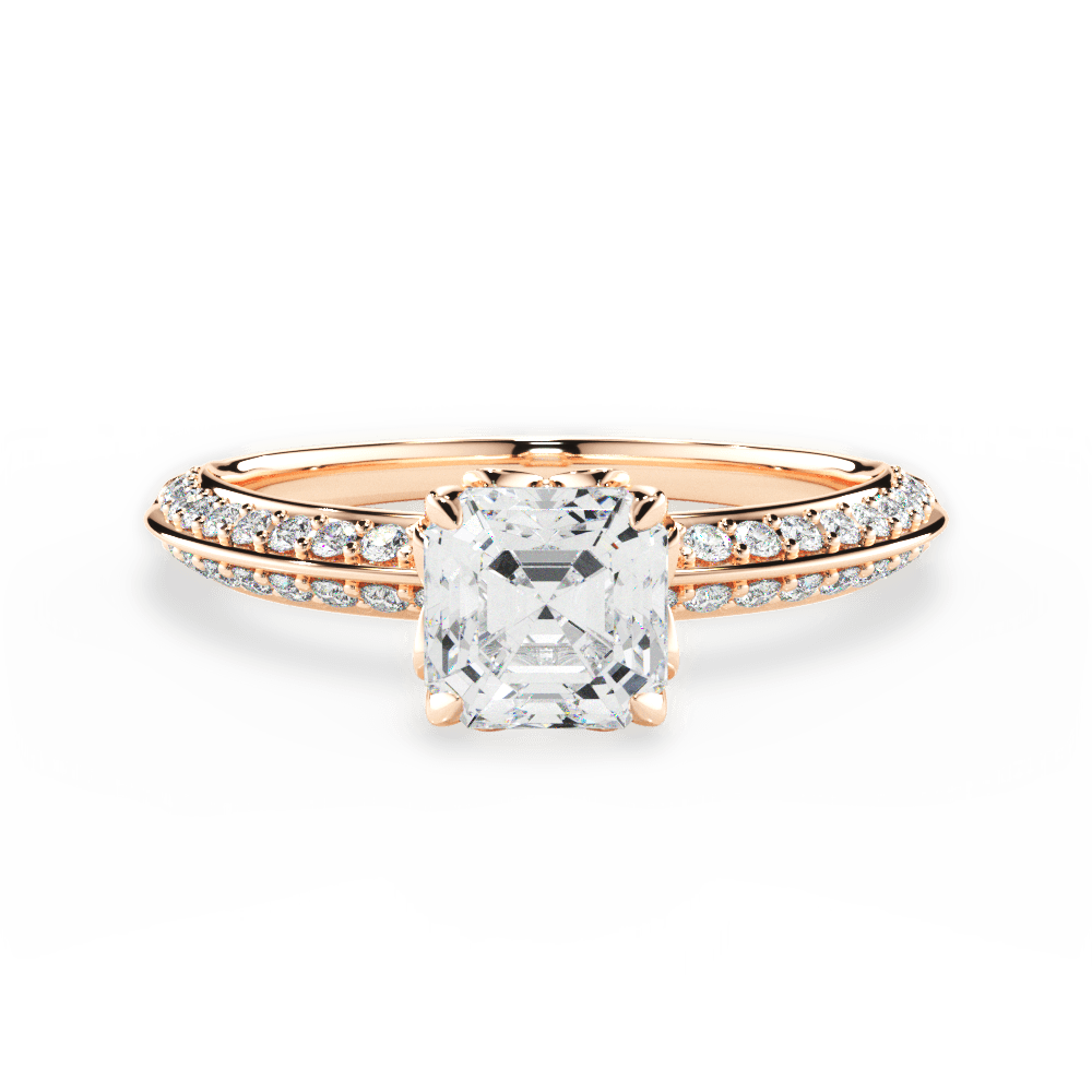 Gail Asscher Cut Lab Grown Diamond 18Kt Rose Gold Engagement Ring