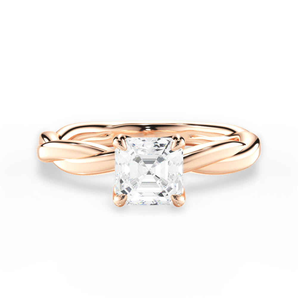 Bianca Asscher Cut Lab Grown Diamond 18Kt Rose Gold Engagement Ring