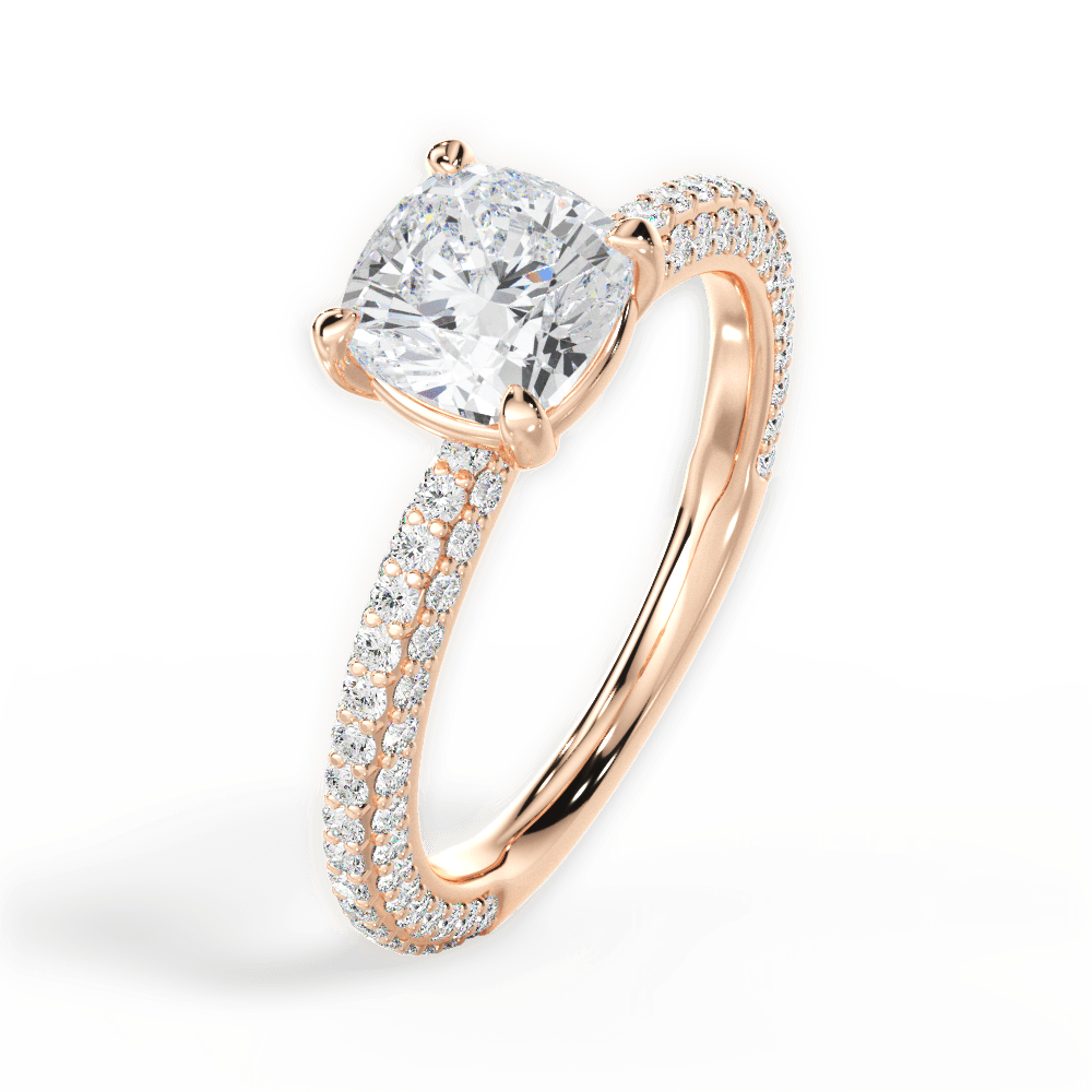Kristen Cushion Cut Lab Grown Diamond 18Kt Rose Gold Engagement Ring - View 4