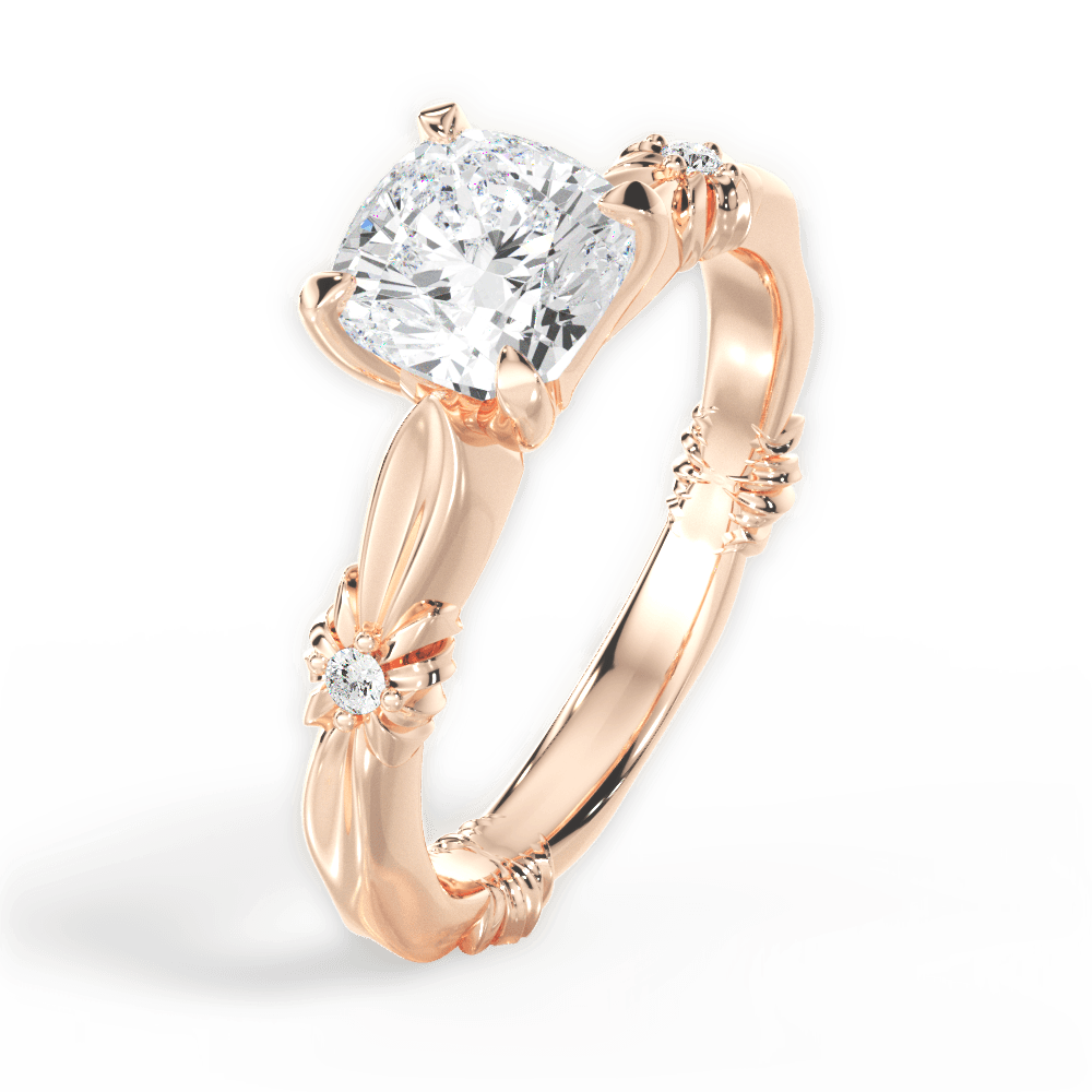 Claire Cushion Cut Lab Grown Diamond 18Kt Rose Gold Engagement Ring - View 4