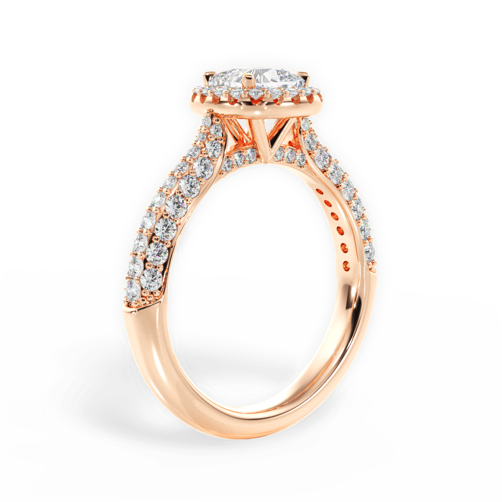 Lucy Cushion Cut Lab Grown Diamond 18Kt Rose Gold Engagement Ring - View 3
