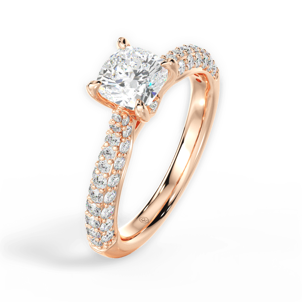 Kira Cushion Cut Lab Grown Diamond 18Kt Rose Gold Engagement Ring - View 2