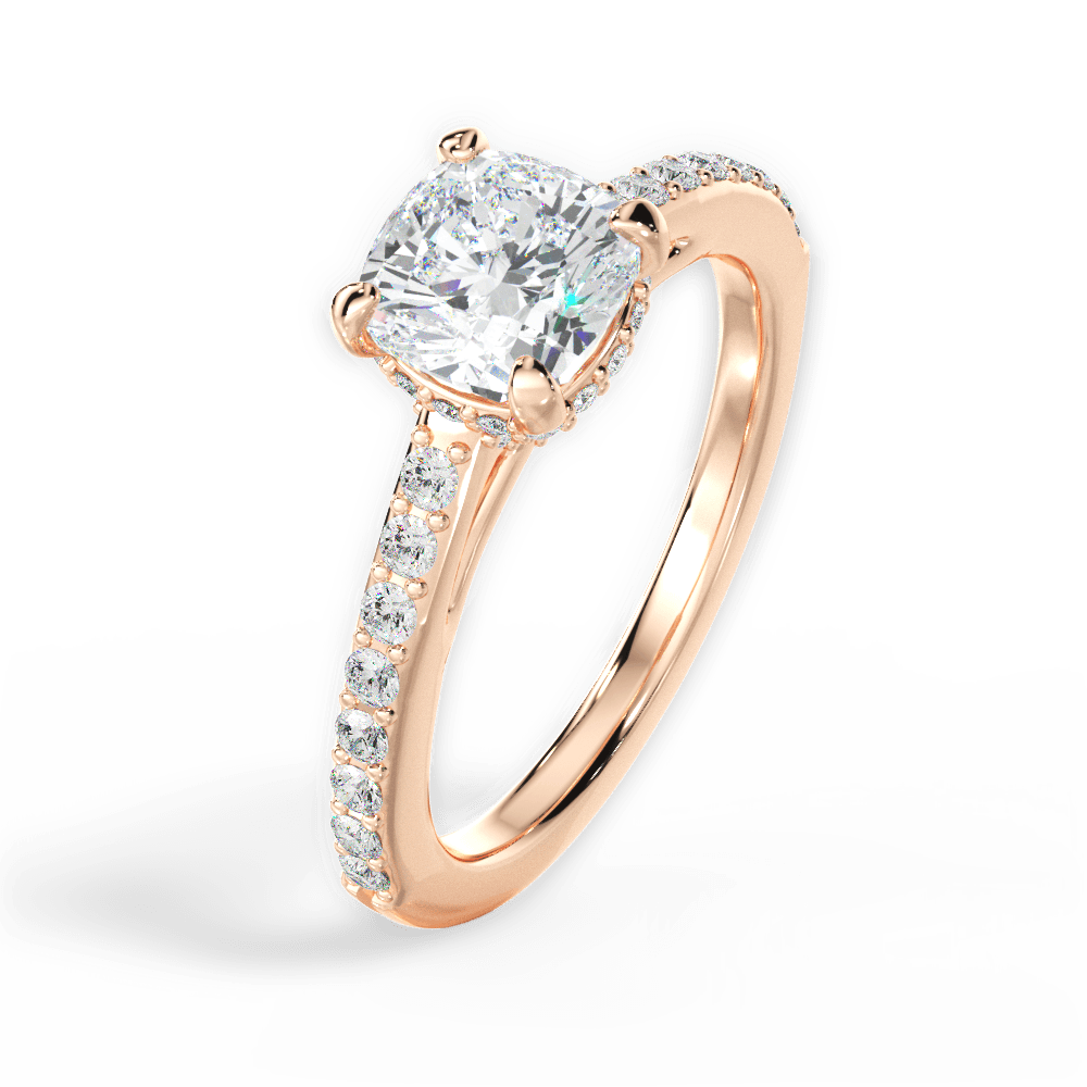 Joan Cushion Cut Lab Grown Diamond 18Kt Rose Gold Engagement Ring - View 4