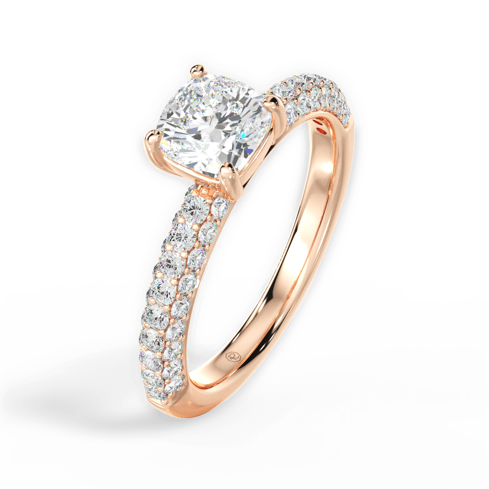 Kylie Cushion Cut Lab Grown Diamond 18Kt Rose Gold Engagement Ring - View 3