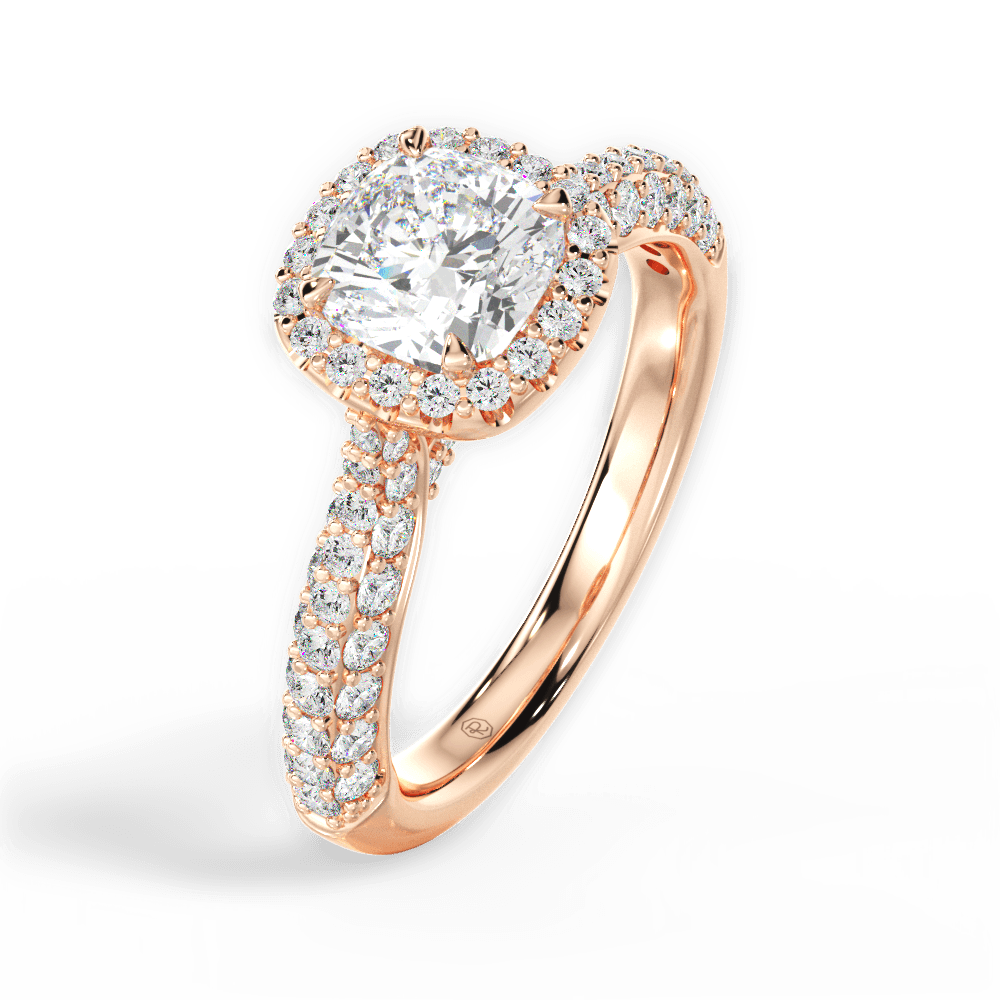 Lucy Cushion Cut Lab Grown Diamond 18Kt Rose Gold Engagement Ring - View 2