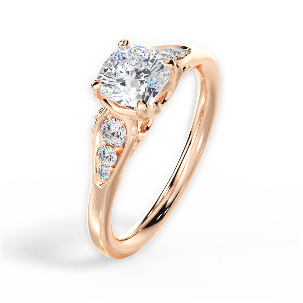 Cecilia Cushion Cut Lab Grown Diamond 18Kt Rose Gold Engagement Ring - View 3