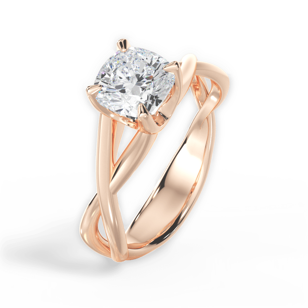 Aubrey Cushion Cut Lab Grown Diamond 18Kt Rose Gold Engagement Ring - View 4