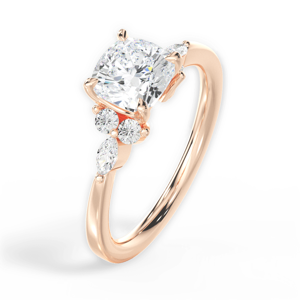 Cynthia Cushion Cut Lab Grown Diamond 18Kt Rose Gold Engagement Ring - View 2