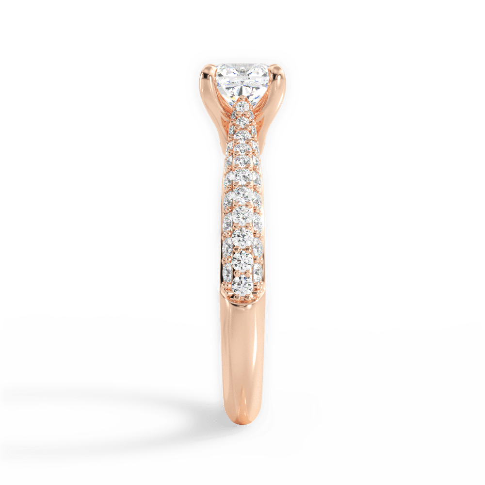 Kira Cushion Cut Lab Grown Diamond 18Kt Rose Gold Engagement Ring - View 4