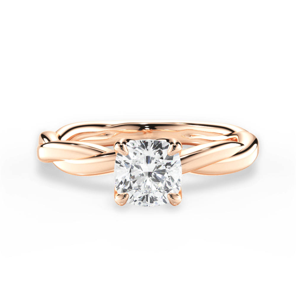 Bianca Cushion Cut Lab Grown Diamond 18Kt Rose Gold Engagement Ring