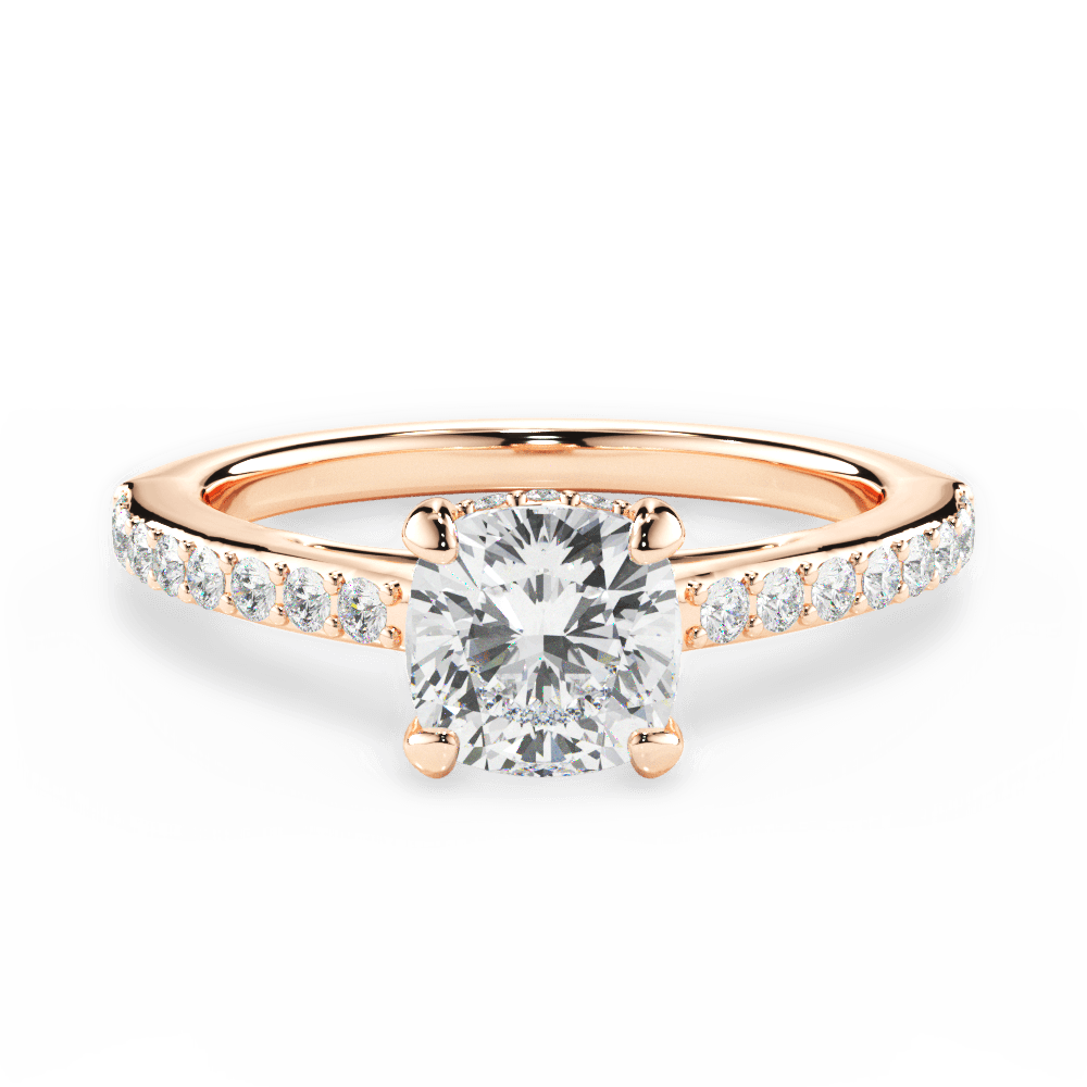 Joan Cushion Cut Lab Grown Diamond 18Kt Rose Gold Engagement Ring