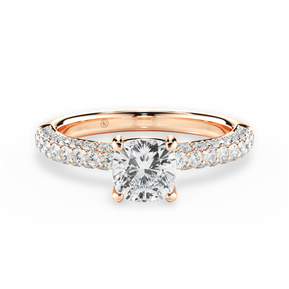 Kylie Cushion Cut Lab Grown Diamond 18Kt Rose Gold Engagement Ring
