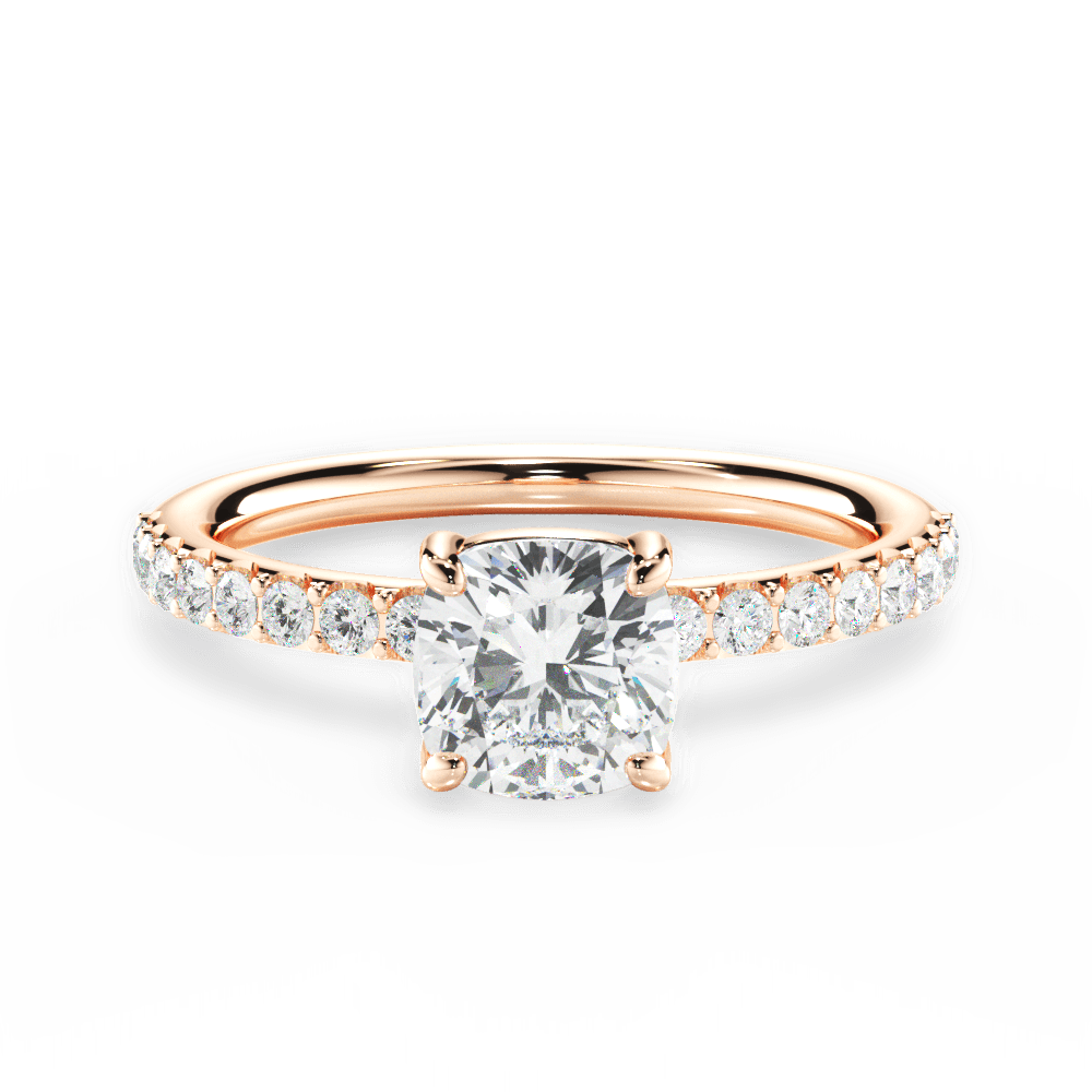 Elsie Cushion Cut Lab Grown Diamond 18Kt Rose Gold Engagement Ring