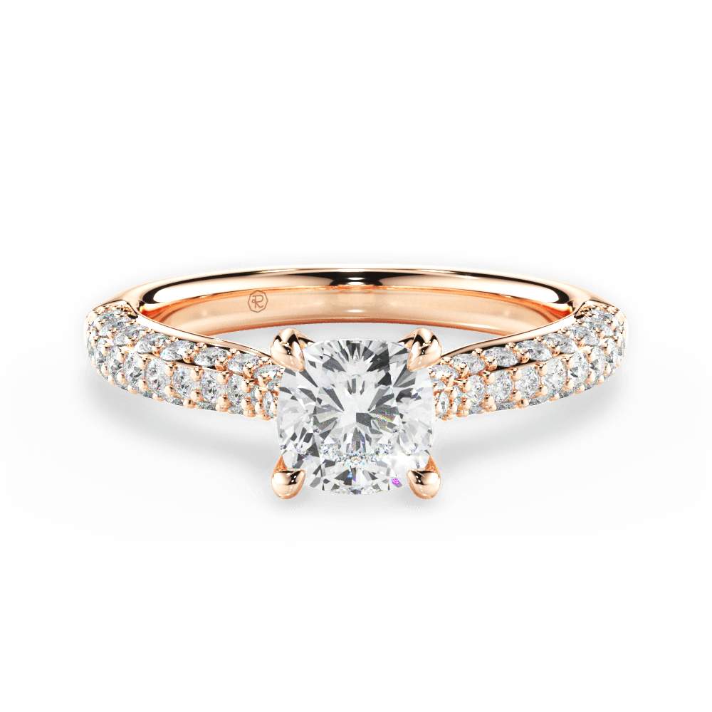 Kira Cushion Cut Lab Grown Diamond 18Kt Rose Gold Engagement Ring