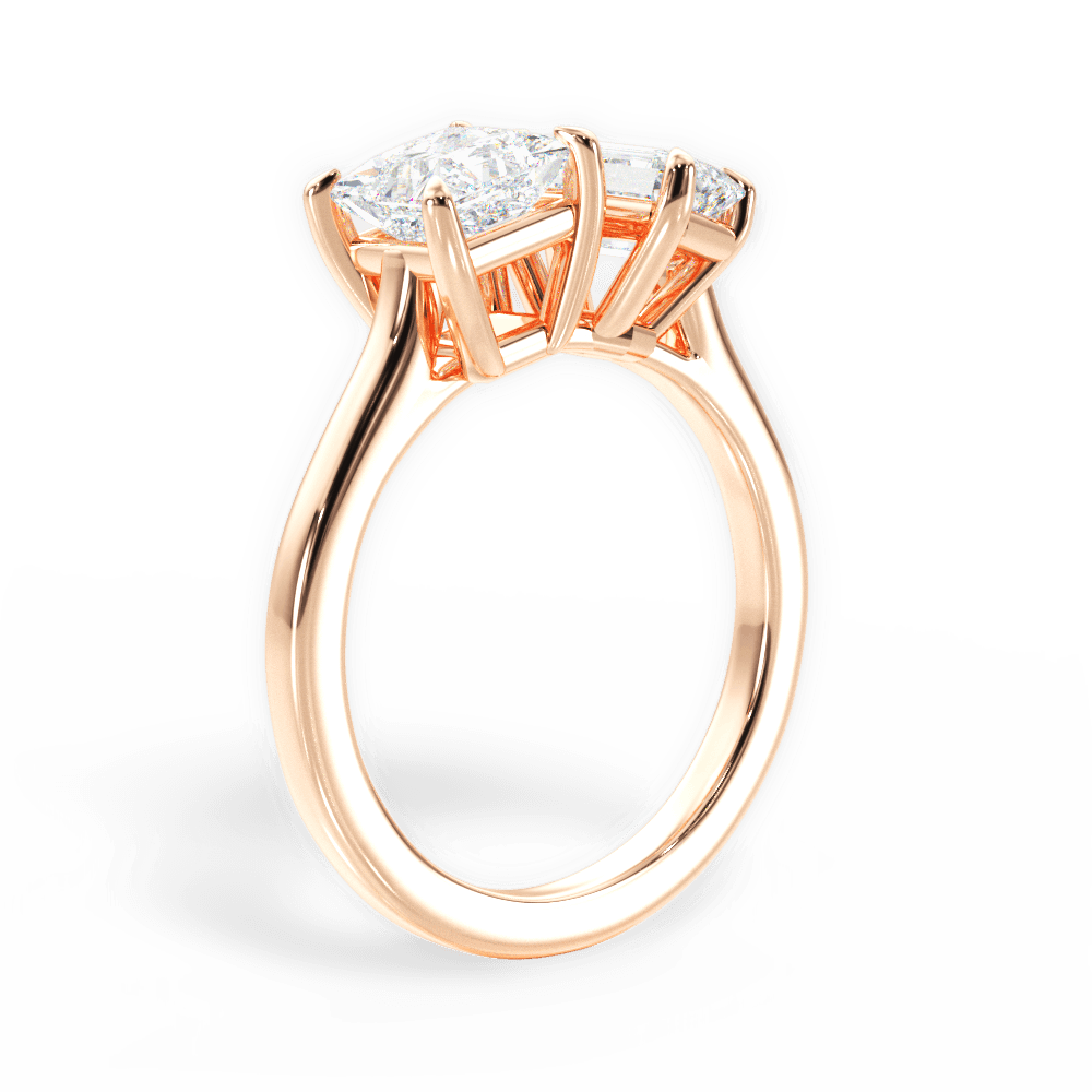 Esther Emerald Cut Lab Grown Diamond 18Kt Rose Gold Engagement Ring - View 3
