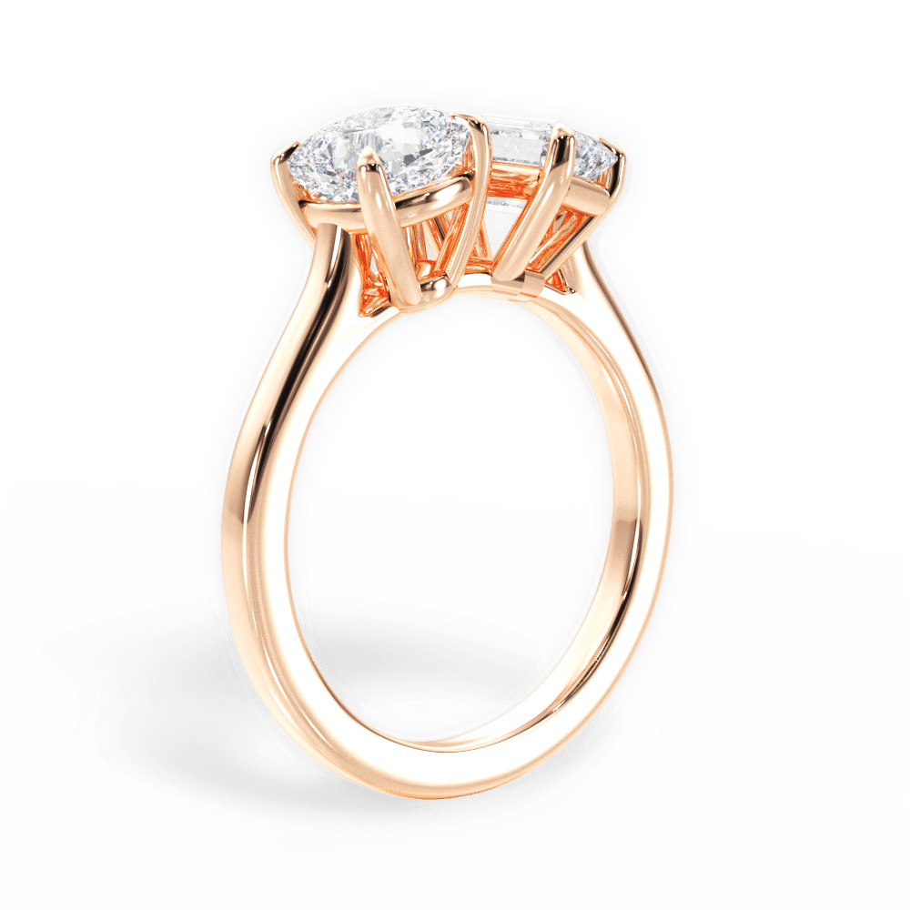 Ellen Emerald Cut Lab Grown Diamond 18Kt Rose Gold Engagement Ring - View 3