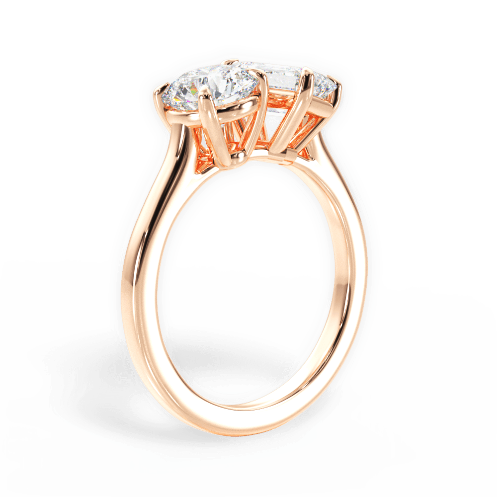 Georgia Emerald Cut Lab Grown Diamond 18Kt Rose Gold Engagement Ring - View 3