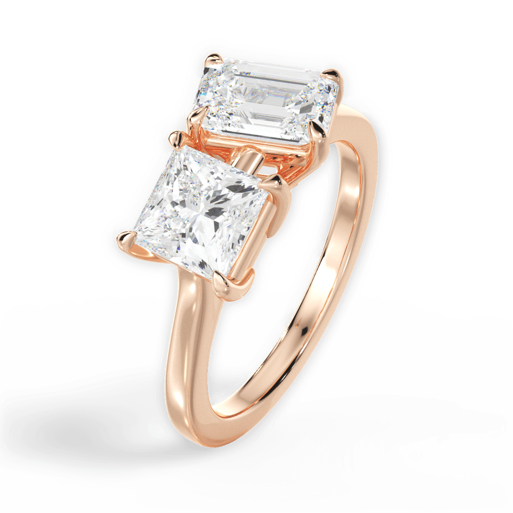 Esther Emerald Cut Lab Grown Diamond 18Kt Rose Gold Engagement Ring - View 4