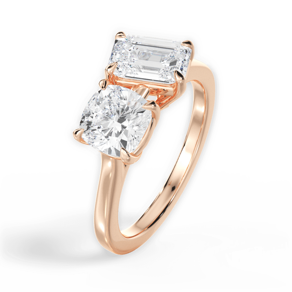 Ellen Emerald Cut Lab Grown Diamond 18Kt Rose Gold Engagement Ring - View 4
