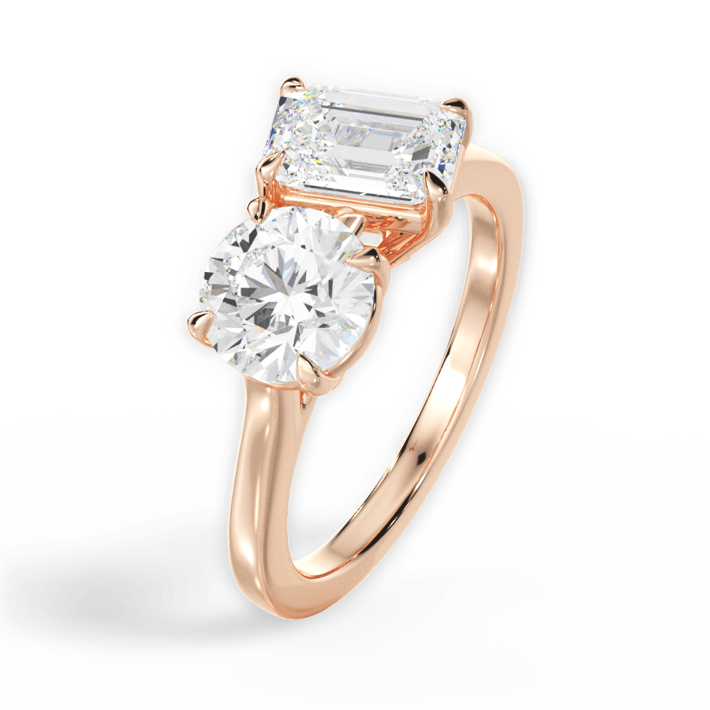 Georgia Emerald Cut Lab Grown Diamond 18Kt Rose Gold Engagement Ring - View 4