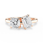 Ellen Emerald Cut Lab Grown Diamond 18Kt Rose Gold Engagement Ring