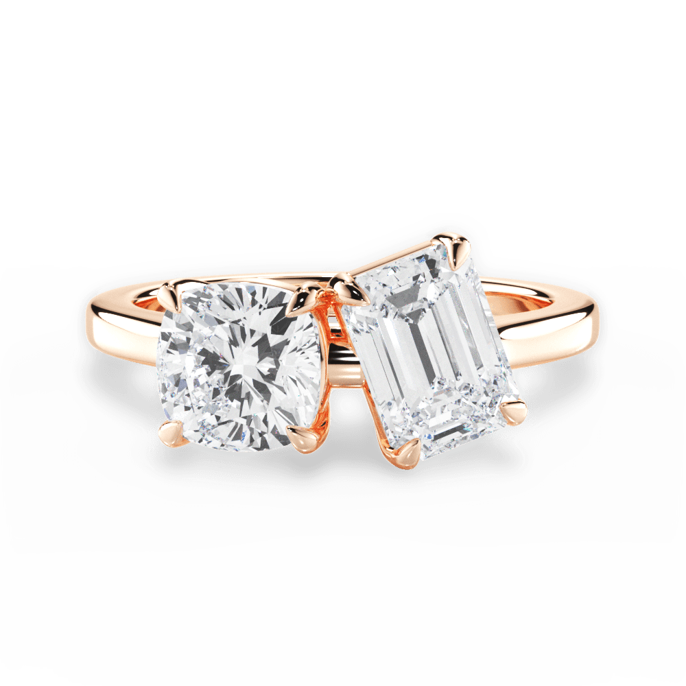 Lila Emerald Cut Lab Grown Diamond 18Kt Rose Gold Engagement Ring