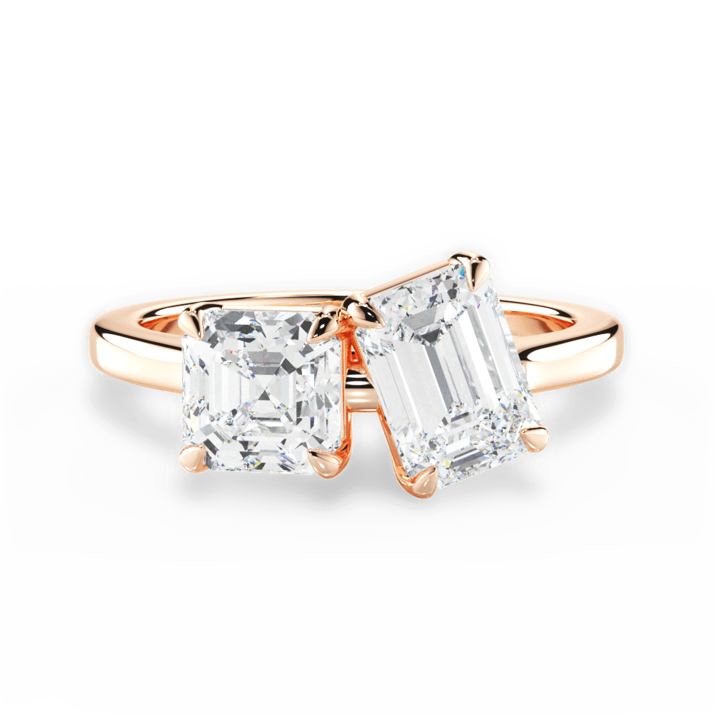 Alice Emerald Cut Lab Grown Diamond 18Kt Rose Gold Engagement Ring