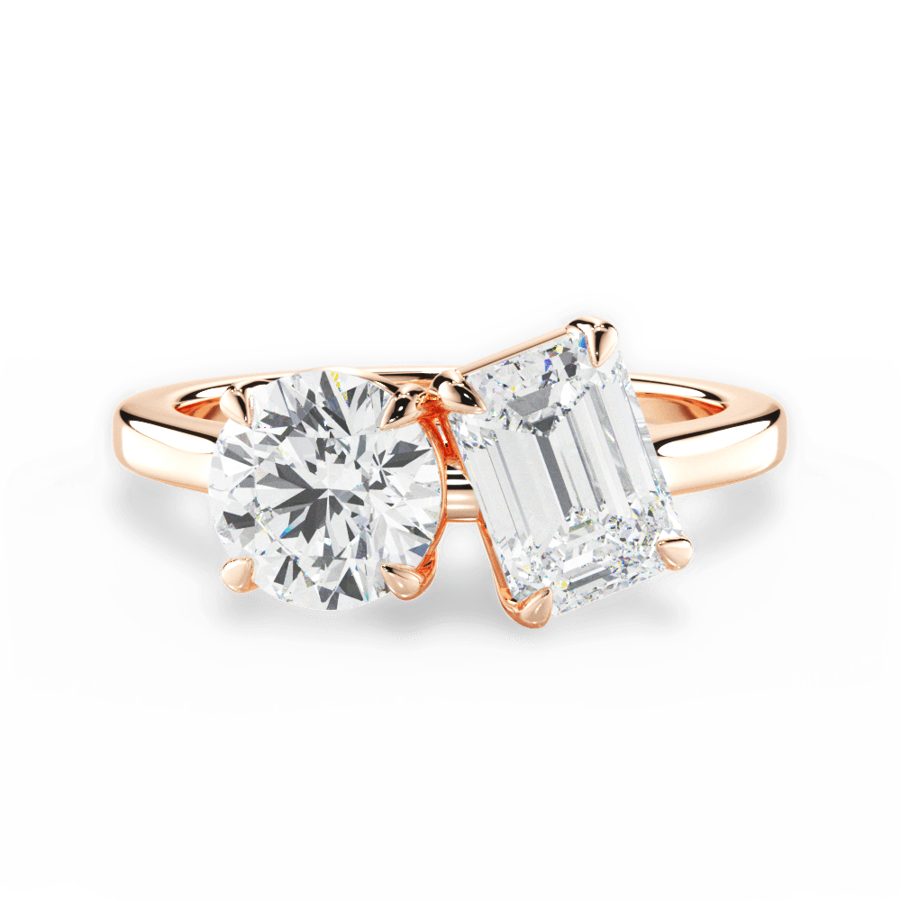 Lana Emerald Cut Lab Grown Diamond 18Kt Rose Gold Engagement Ring