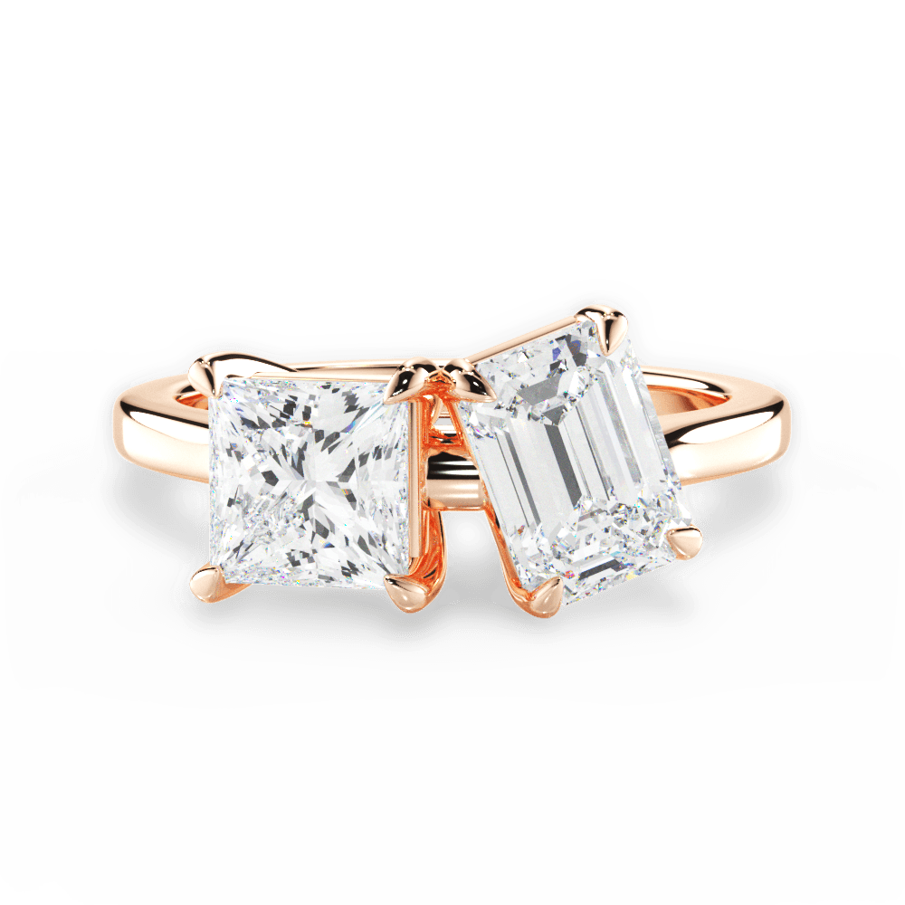 Esther Emerald Cut Lab Grown Diamond 18Kt Rose Gold Engagement Ring