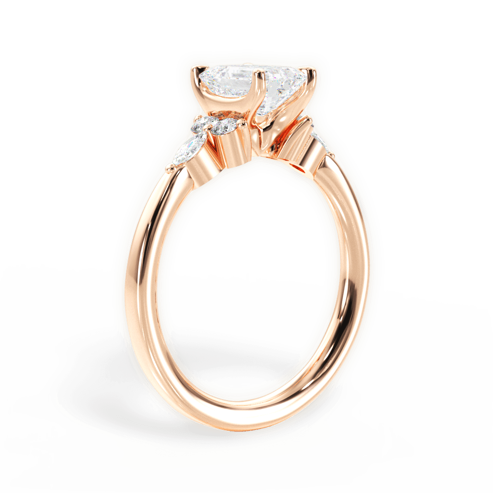 Cynthia Emerald Cut Lab Grown Diamond 18Kt Rose Gold Engagement Ring - View 4