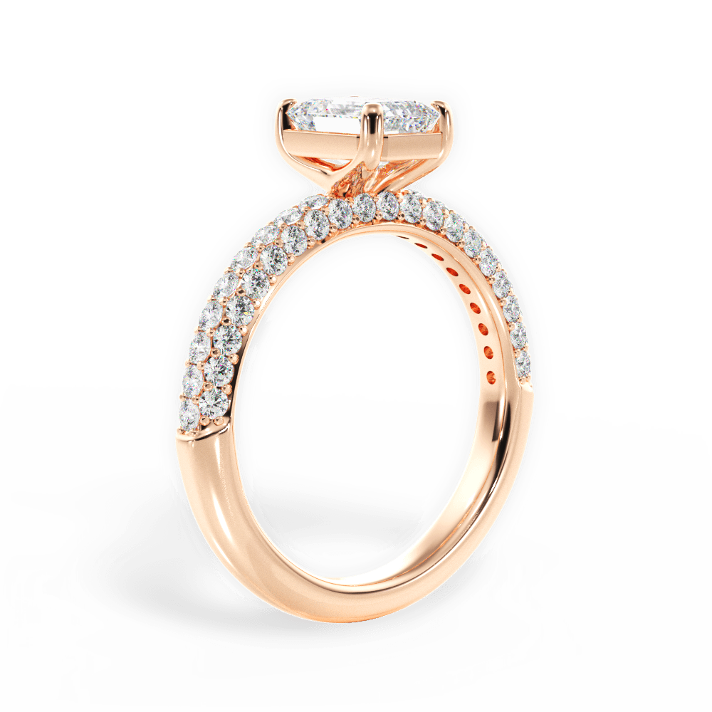 Kylie Emerald Cut Lab Grown Diamond 18Kt Rose Gold Engagement Ring - View 3