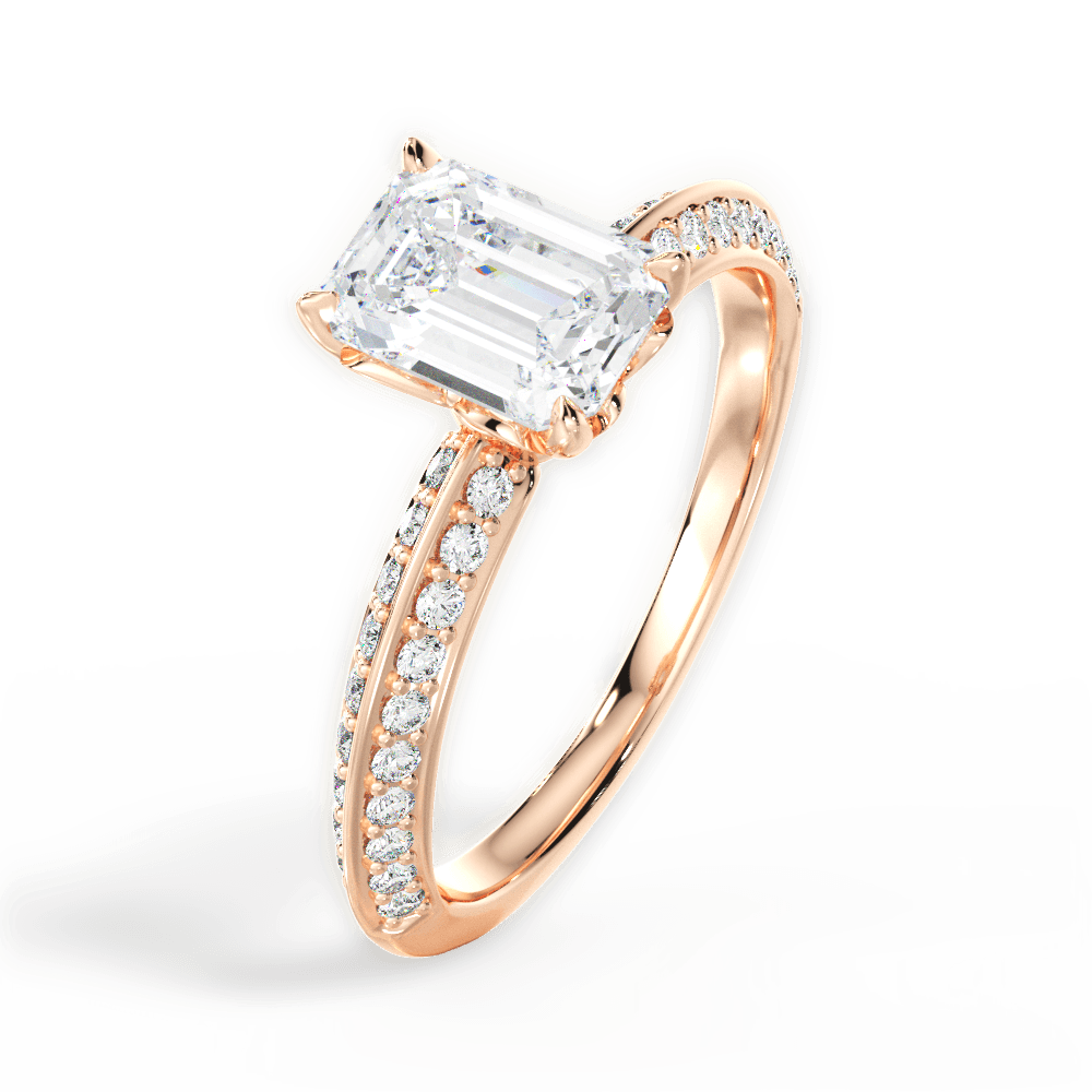 Gail Emerald Cut Lab Grown Diamond 18Kt Rose Gold Engagement Ring - View 4