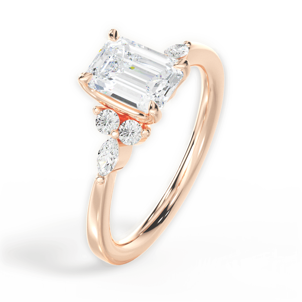 Cynthia Emerald Cut Lab Grown Diamond 18Kt Rose Gold Engagement Ring - View 2
