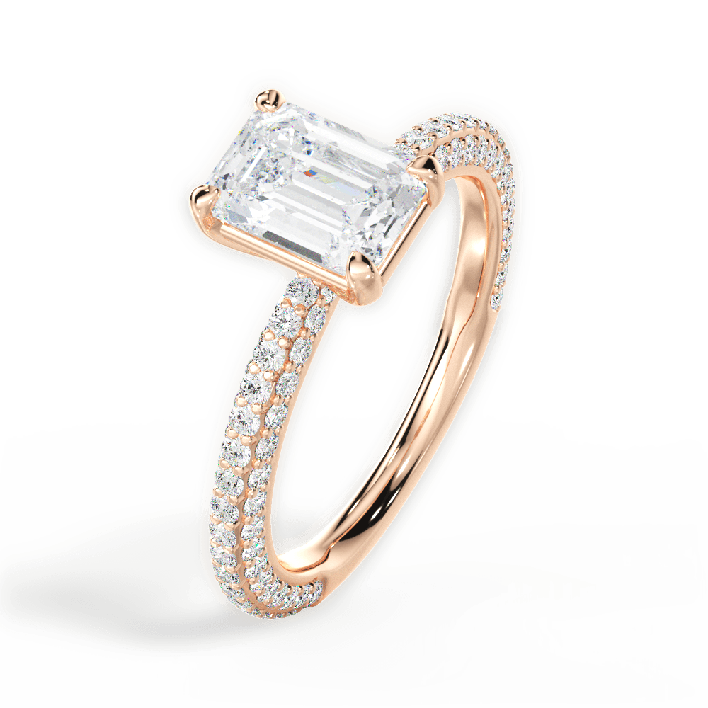 Kristen Emerald Cut Lab Grown Diamond 18Kt Rose Gold Engagement Ring - View 3