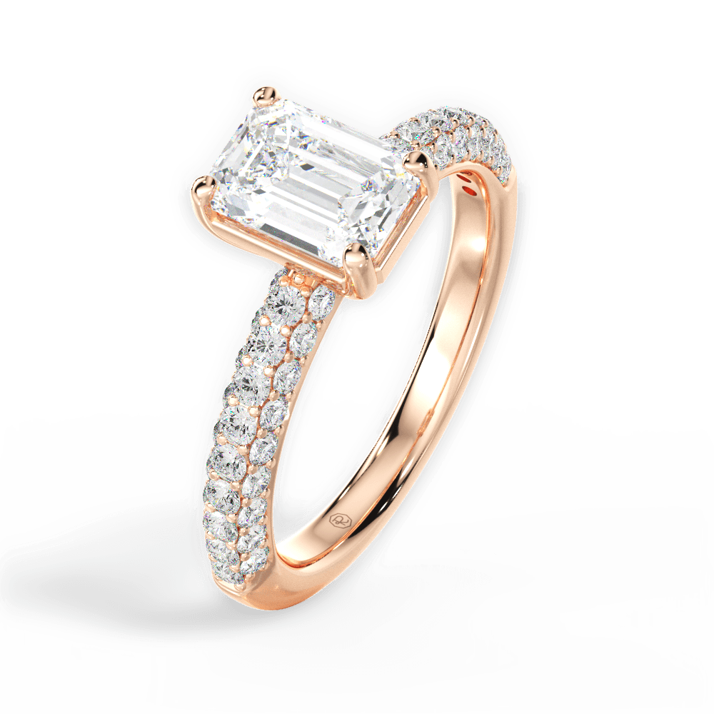 Kylie Emerald Cut Lab Grown Diamond 18Kt Rose Gold Engagement Ring - View 4